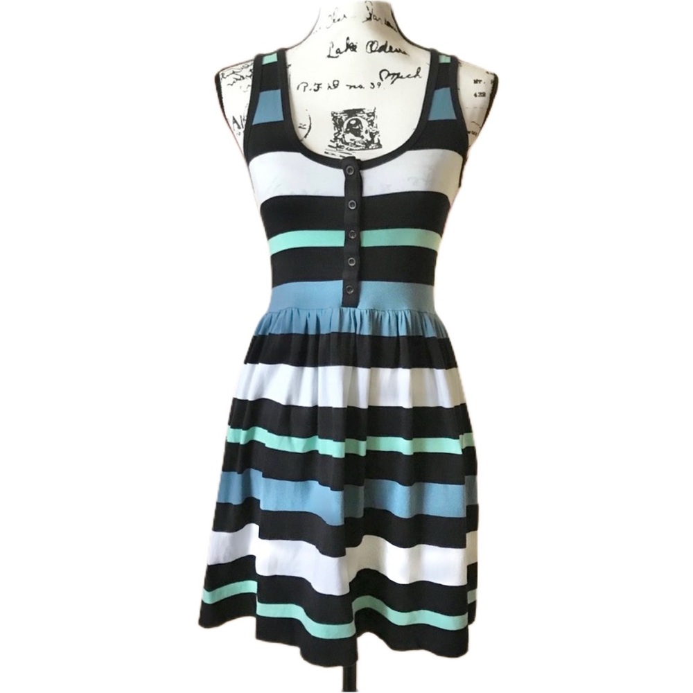 French Connection Fit & Flare Striped Tank Dress